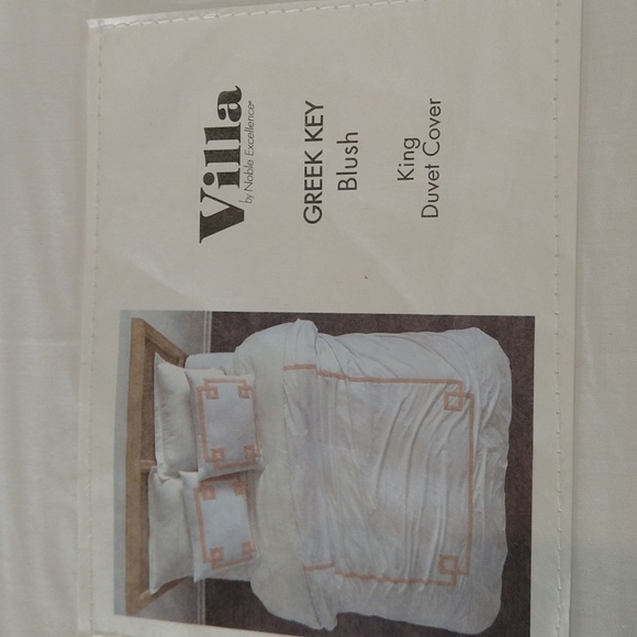 Villa by Noble Excellence Greek Key Blush King Duvet Cover - Picture 6 of 7